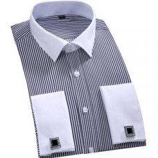 Men's Shirts French Cuff  Formal Striped Business Designer Italian Shirts