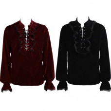 Mens Formal Blouse Nightclub Medieval Gothic Style Shirt Stage Performance