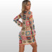 Granny Square Crochet Dress Long Sleeve Women Boho Clothing Randomly blend color