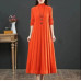 Women's Long Sweater Dress Loose Pullover Half Turtleneck Cashmere Skirt Retro