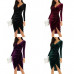 Women Dress Velvet V Neck Long Sleeve Ruched Bodycon Evening Cocktail Party Sexy