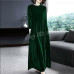 Womens Retro Velvet Dress Round Neck Long Sleeve Casual Loose Maxi Gown Oversize