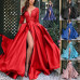 Women's Sexy V-Neck Long Sleeve Prom Dress Party Evening Long Tail Wedding Dress