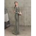 Sexy V Neck Evening Dress Long Formal Party Gown Sequin long Sleeve Vestidos