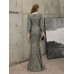 Sexy V Neck Evening Dress Long Formal Party Gown Sequin long Sleeve Vestidos