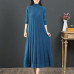 Women's Long Sweater Dress Loose Pullover Half Turtleneck Cashmere Skirt Retro