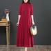 Women's Long Sweater Dress Loose Pullover Half Turtleneck Cashmere Skirt Retro