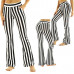 Women Striped Stretch Bell Bottom High Waist Wide Leg Flared Basic Pants Trouser