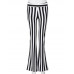 Women Striped Stretch Bell Bottom High Waist Wide Leg Flared Basic Pants Trouser