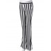 Women Striped Stretch Bell Bottom High Waist Wide Leg Flared Basic Pants Trouser