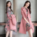 Womens Elegant Floral Bowknot Long Sleeves Shirt Dress Belt Trench Outwear Suits