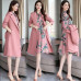 Womens Elegant Floral Bowknot Long Sleeves Shirt Dress Belt Trench Outwear Suits