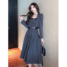 Autumn Fashion Two Piece Set For Women Blazer Coat + Long Skirt 2 Piece Outifts 