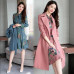 Womens Elegant Floral Bowknot Long Sleeves Shirt Dress Belt Trench Outwear Suits