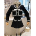 Two Piece Set Women Top Bow Short Jacket Coat Skirt Suits 2 Piece Sets