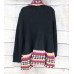 Womens Open Knit Warm Duster Cardigan Size Large Black Colorful Striped 